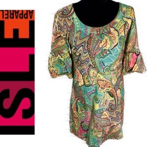 Isle Apparel Small Paisley Bubble Sleeve Dress EUC